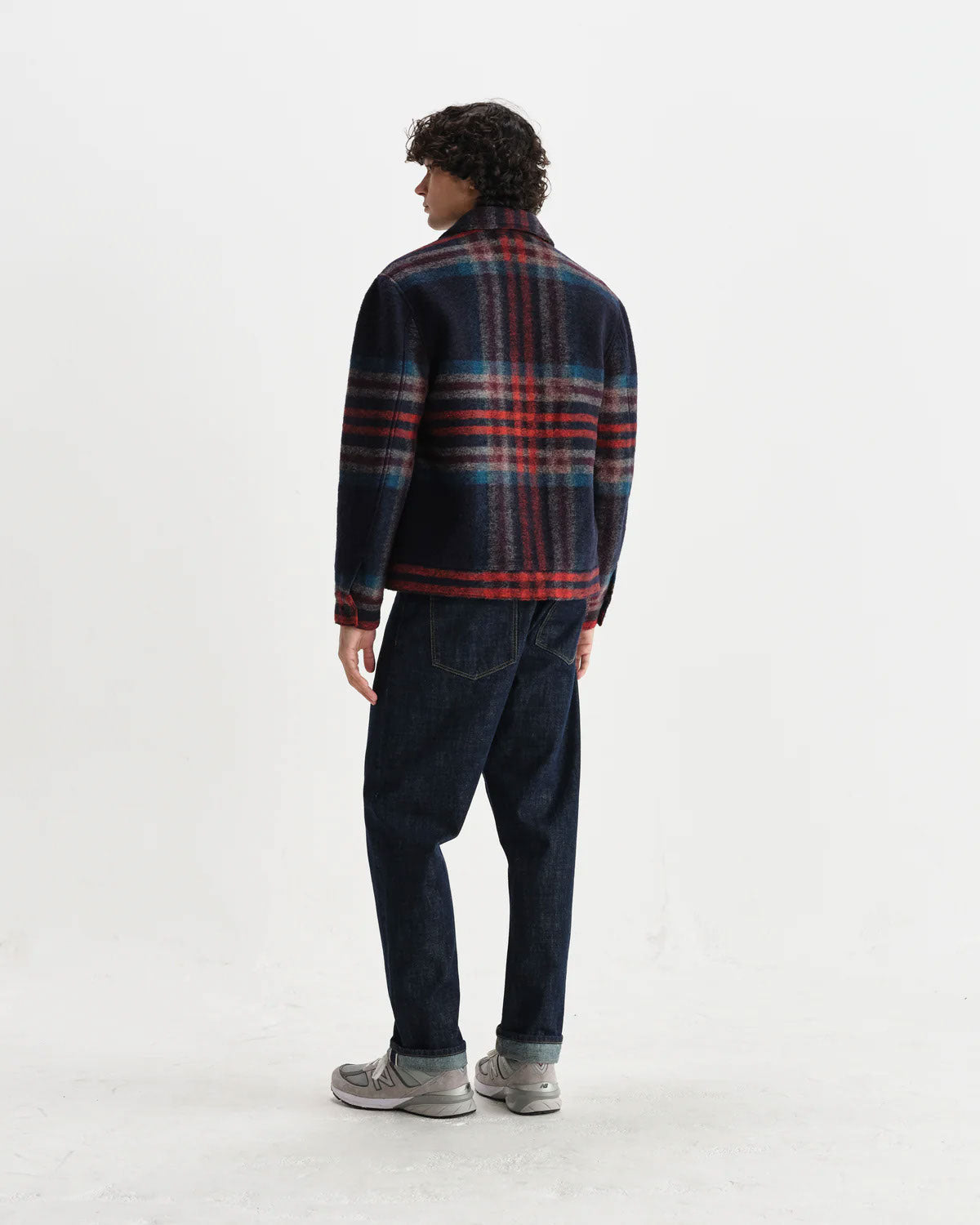 Woolen Check Heath Jacket with Navy