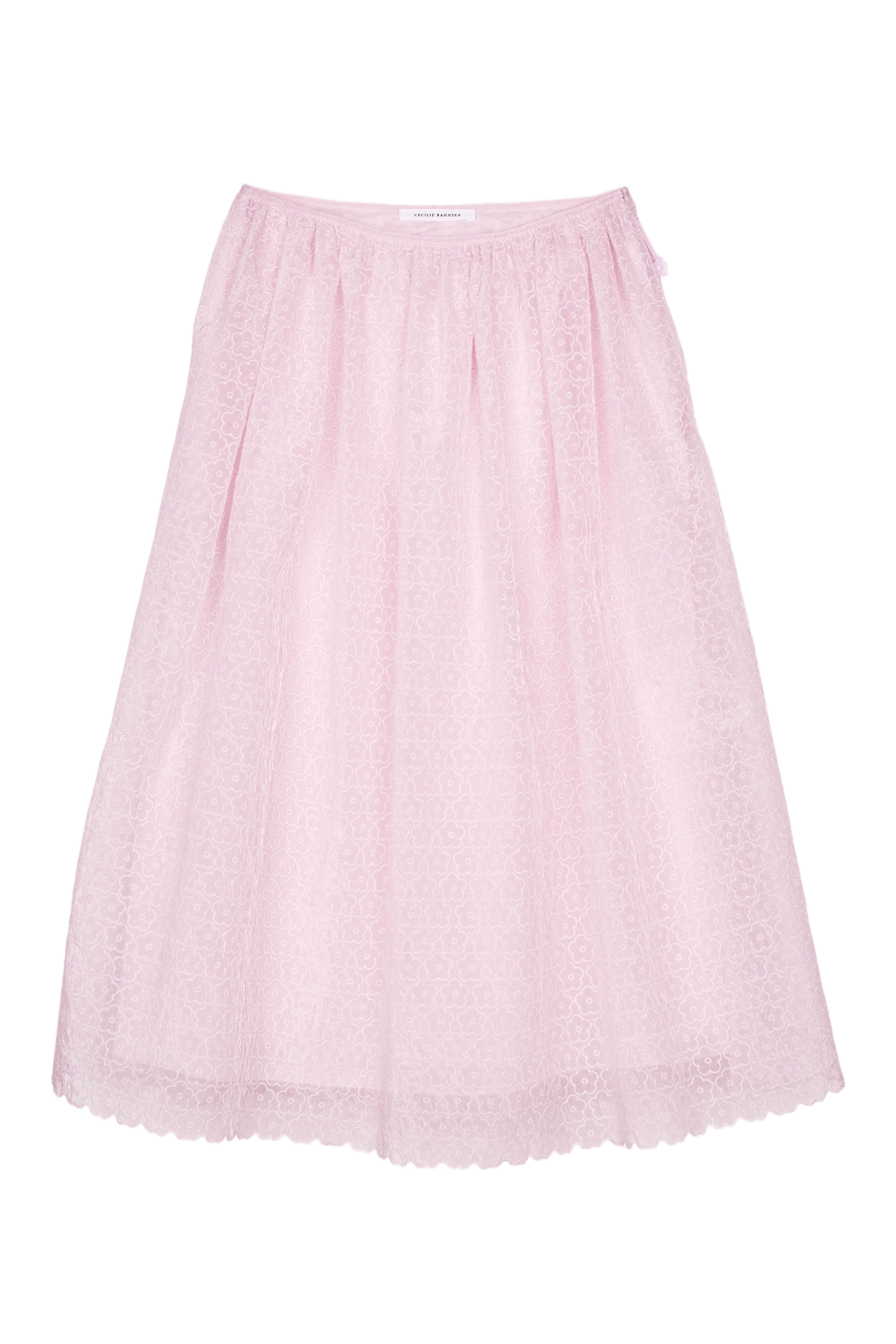 Embroidered Midi-Length Skirt with Drawstring Waist