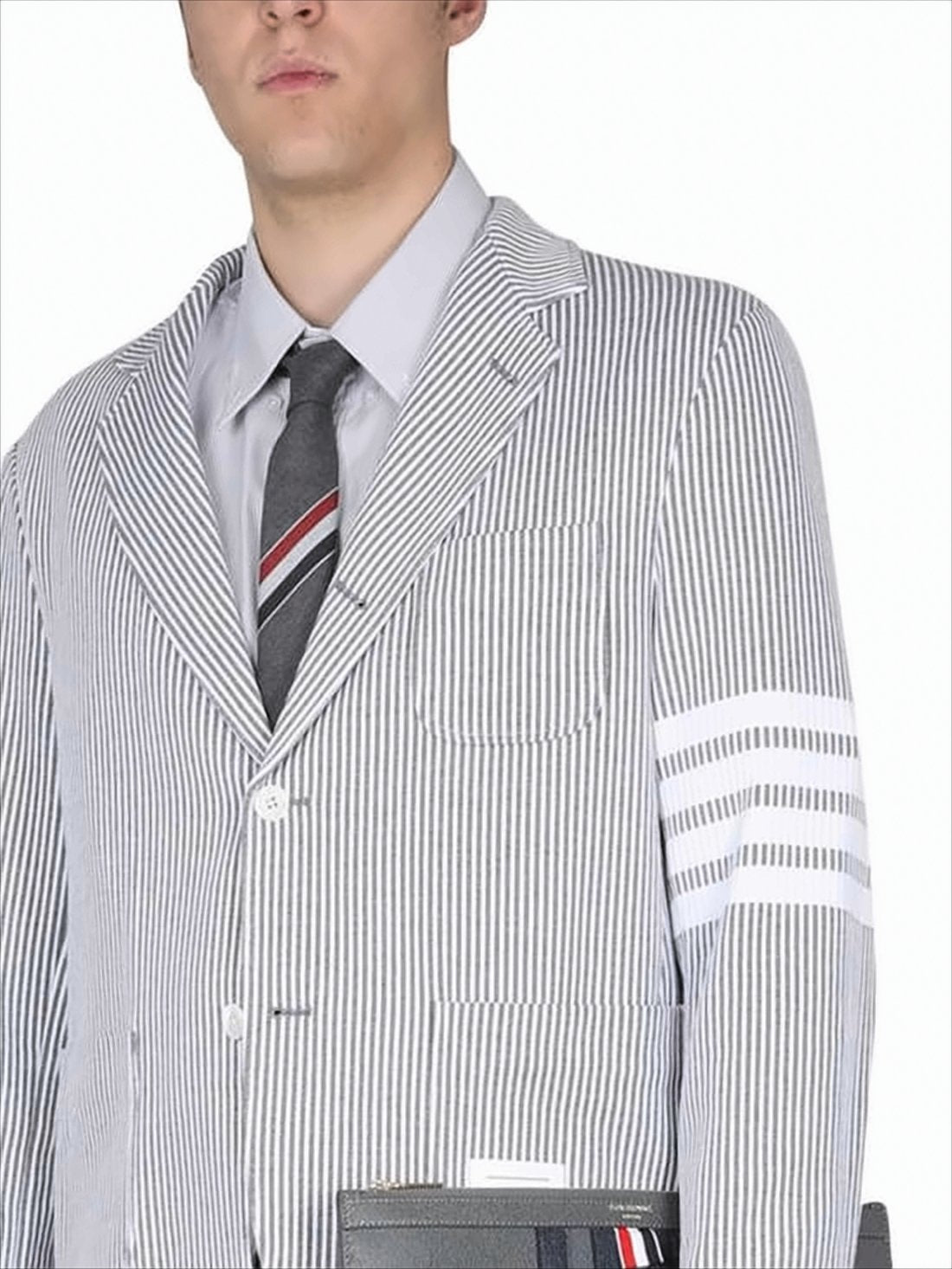 Tailored Suit Jacket with Vertical Pinstripe