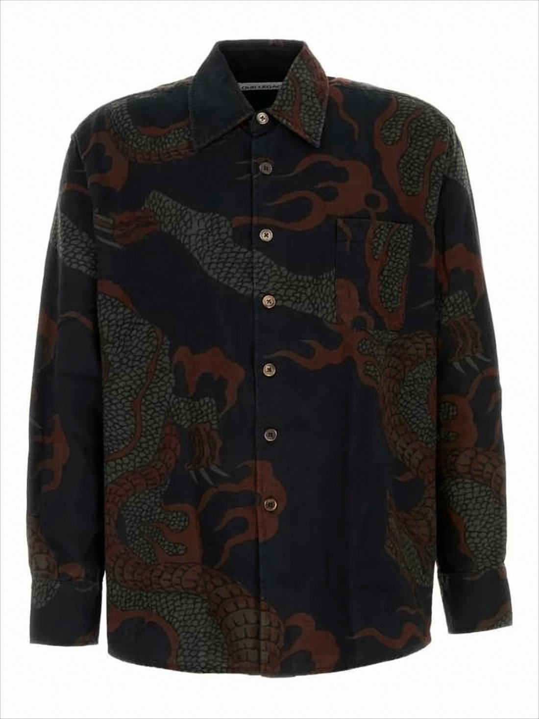 Long-Sleeve Shirt with Intricate Dragon Pattern