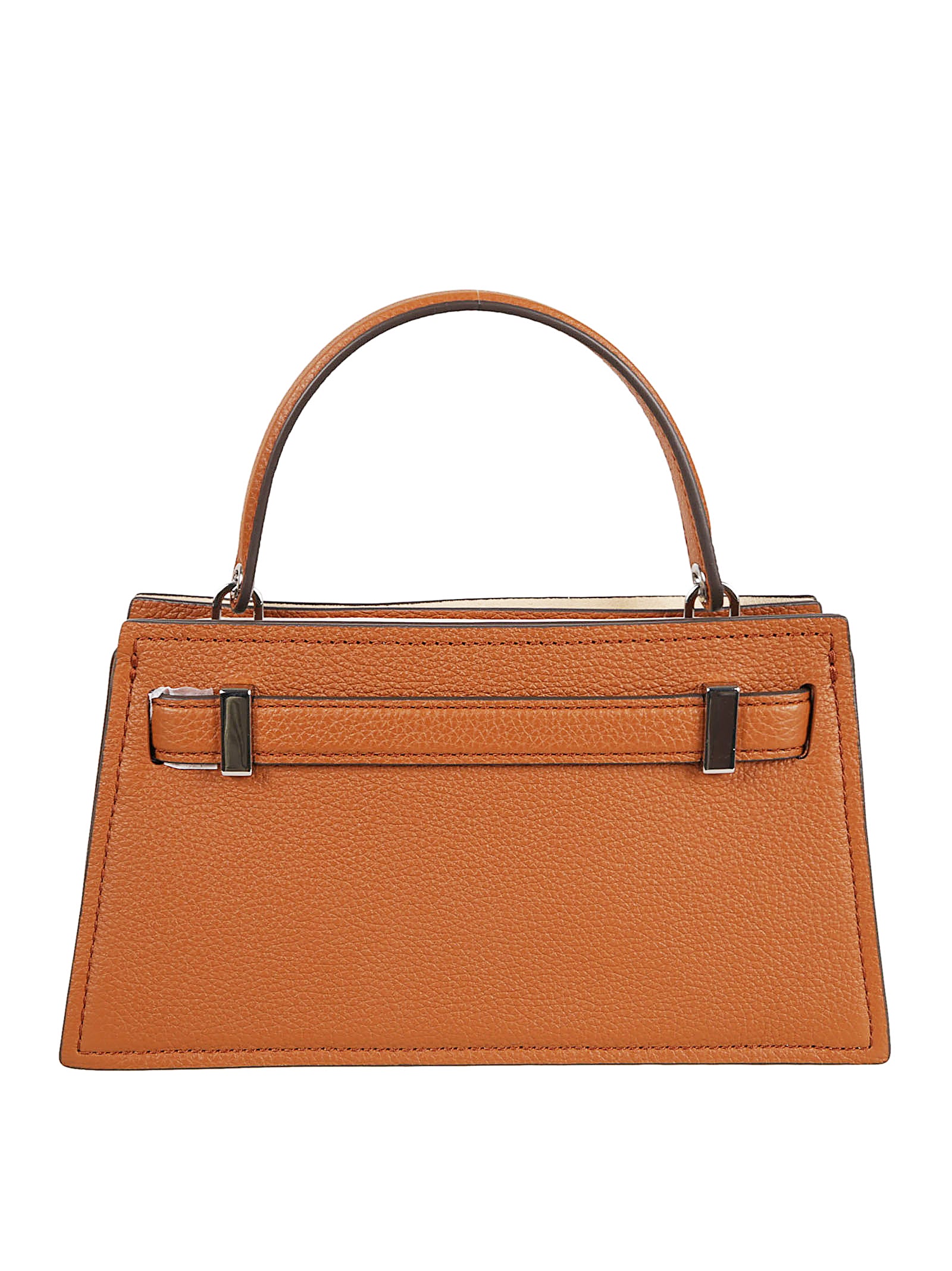 Trapezoidal Leather and Suede Handbag