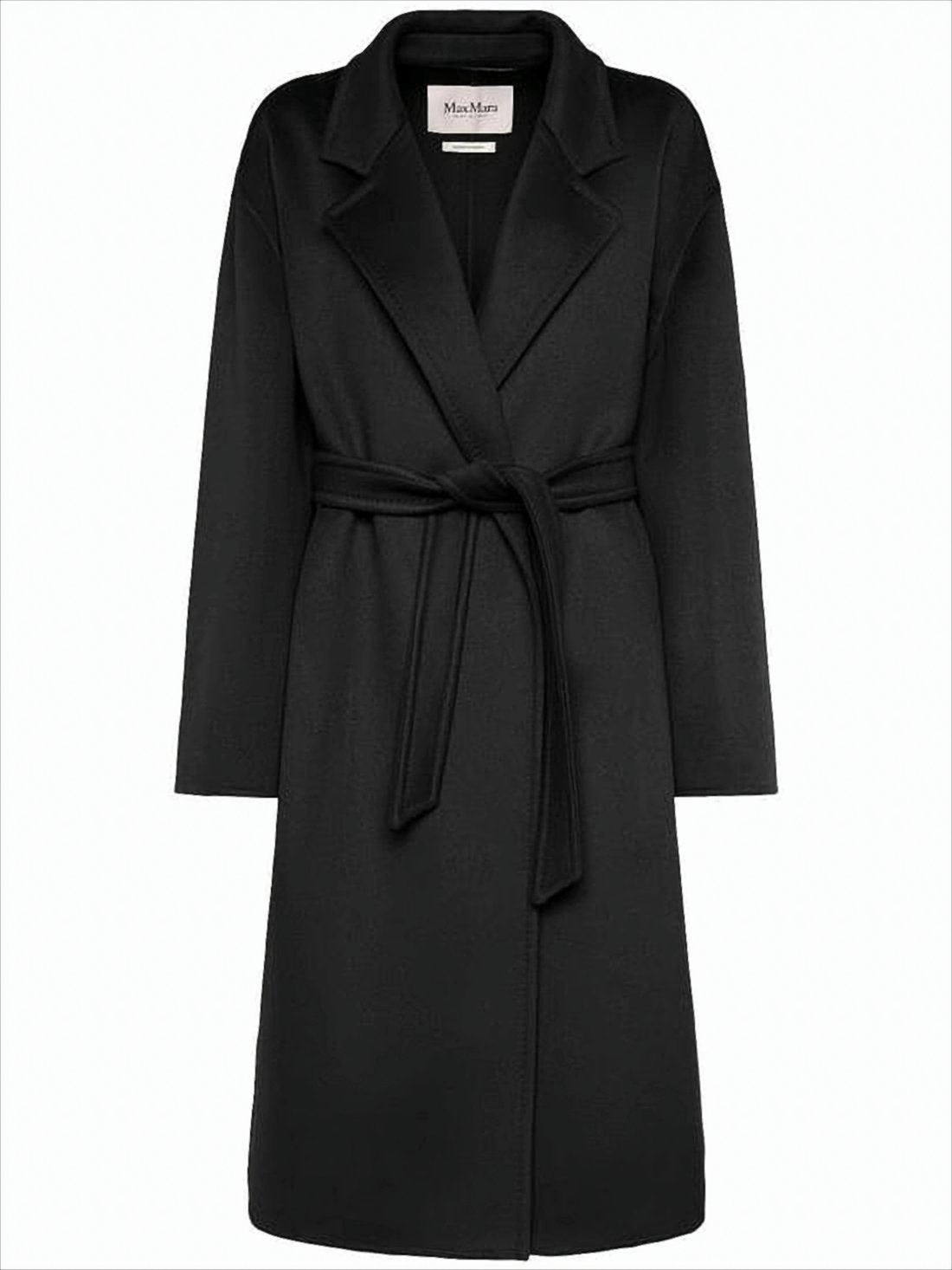 Knee-Length Tailored Cashmere Coat with Notched Lapel
