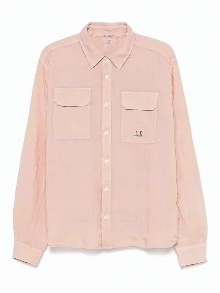 Long-Sleeve Linen Shirt with Classic Collar