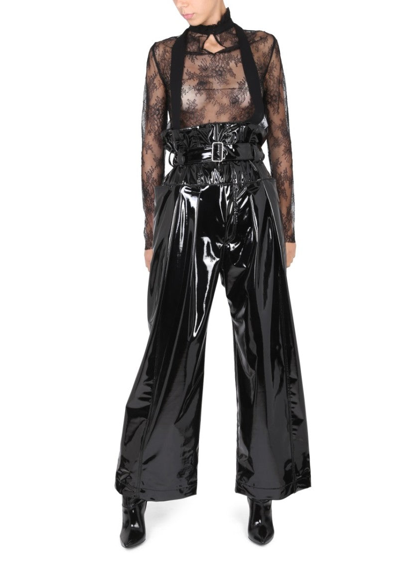High Paperbag Waist Vinyl Pants