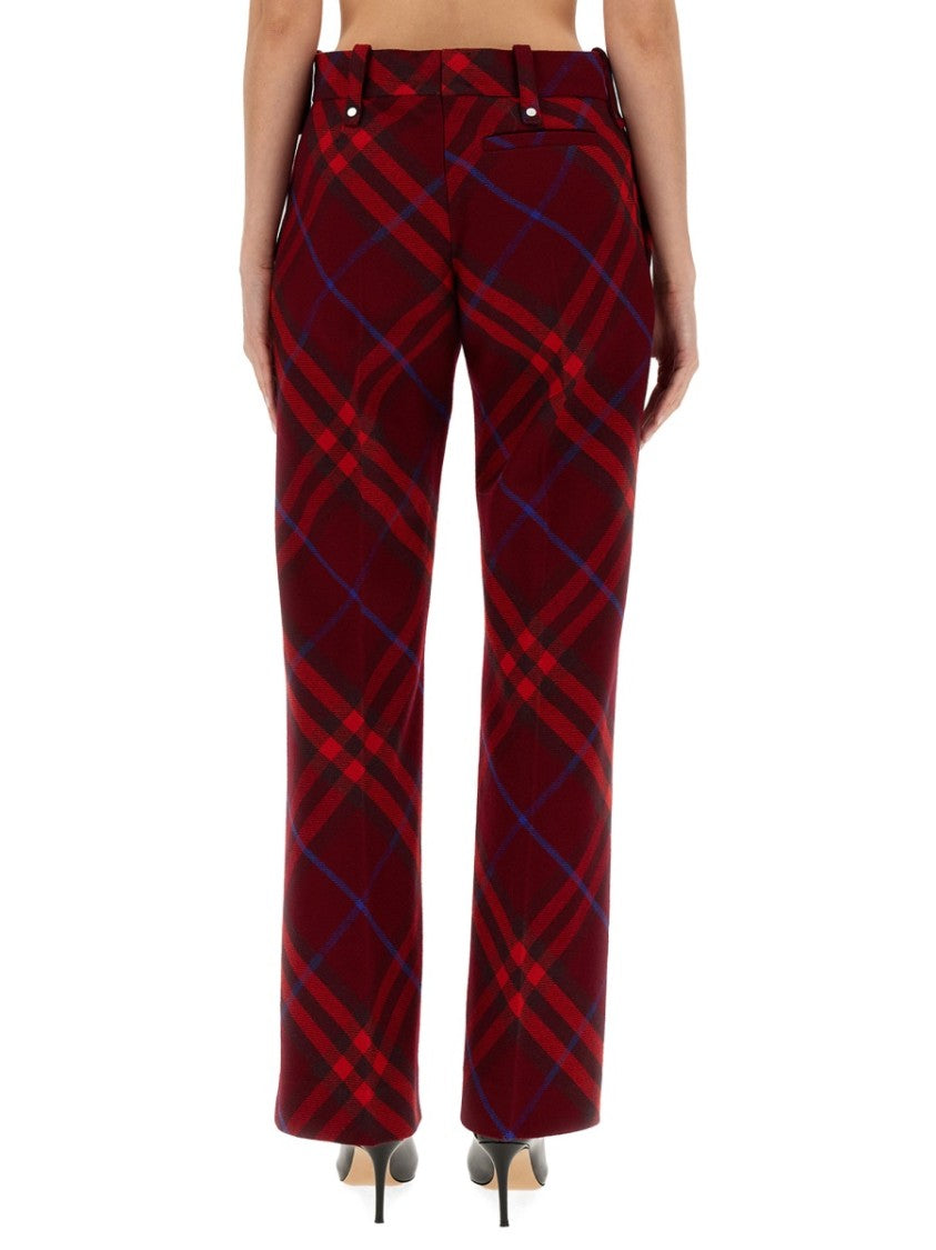 Plaid Wool Pants With High Waist And Straight Legs