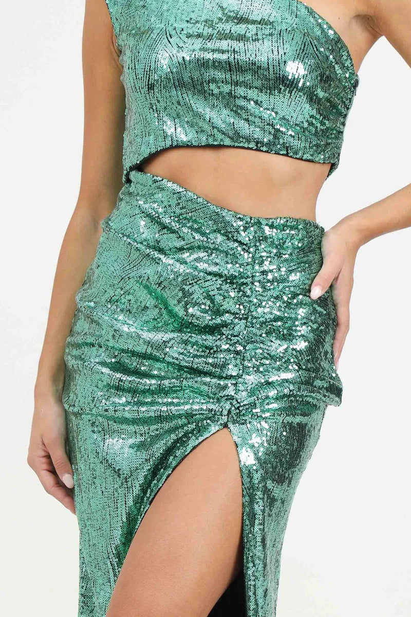 Long Sequin Dress - Green