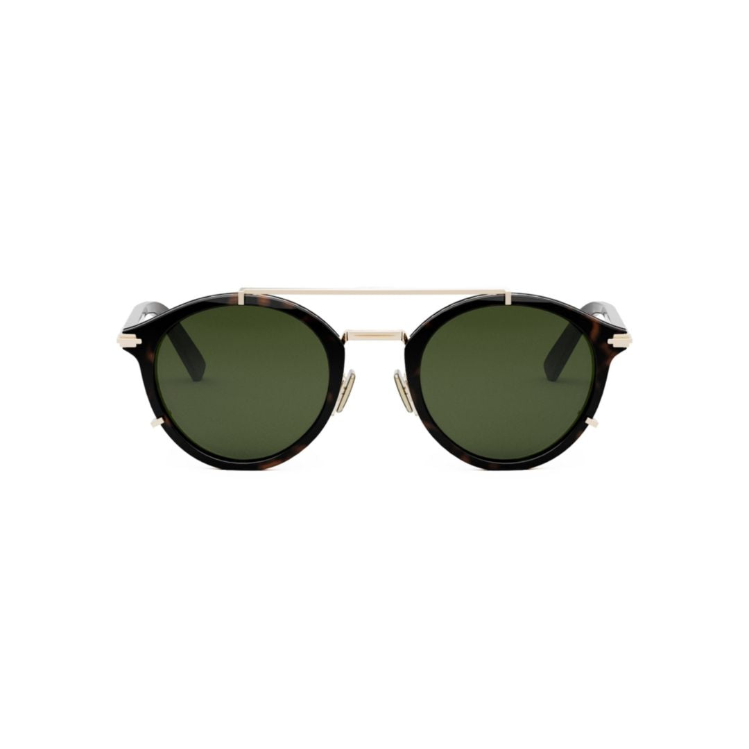 Tortoiseshell Diorblacksuit Round Gold Accent Sunglasses