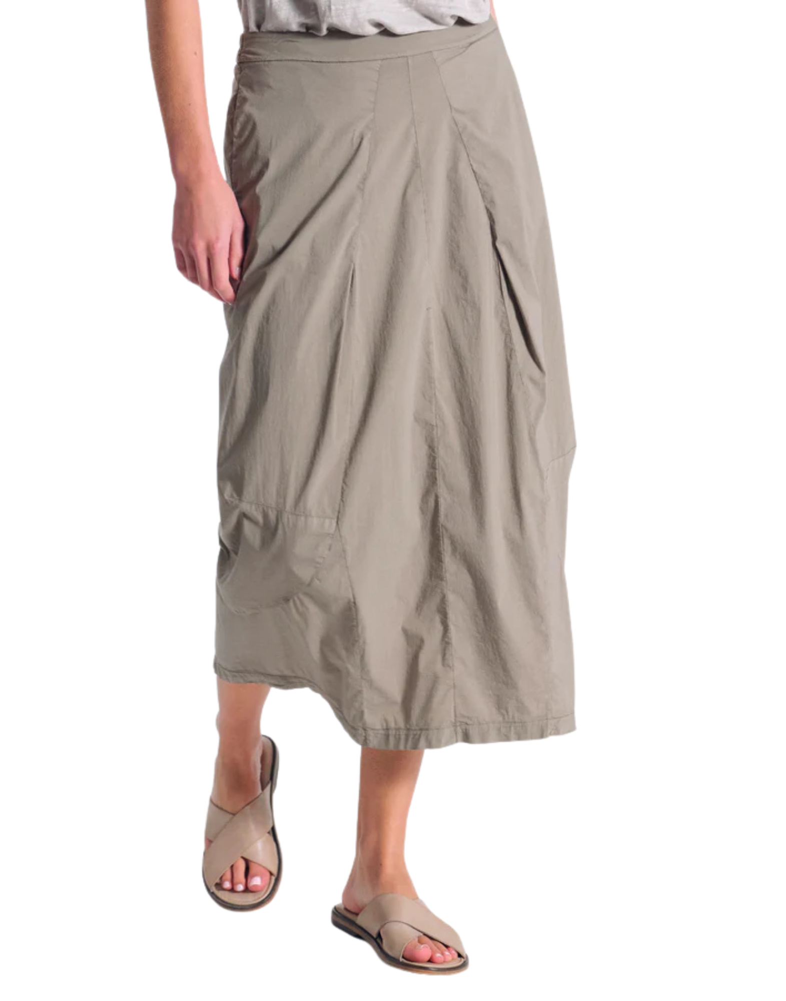 Women’s Midi Skirt In Stretch Cotton Taupe