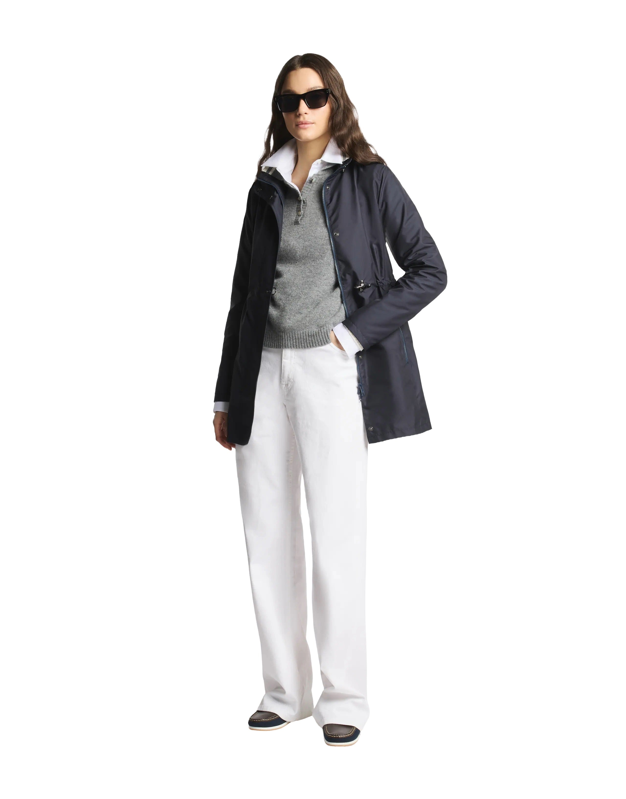 Versatile Baltic Blue Jacket with Adjustable Closure