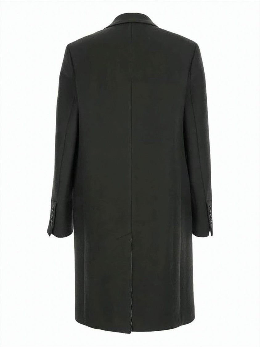 Tailored Black Wool Coat with Notch Lapel