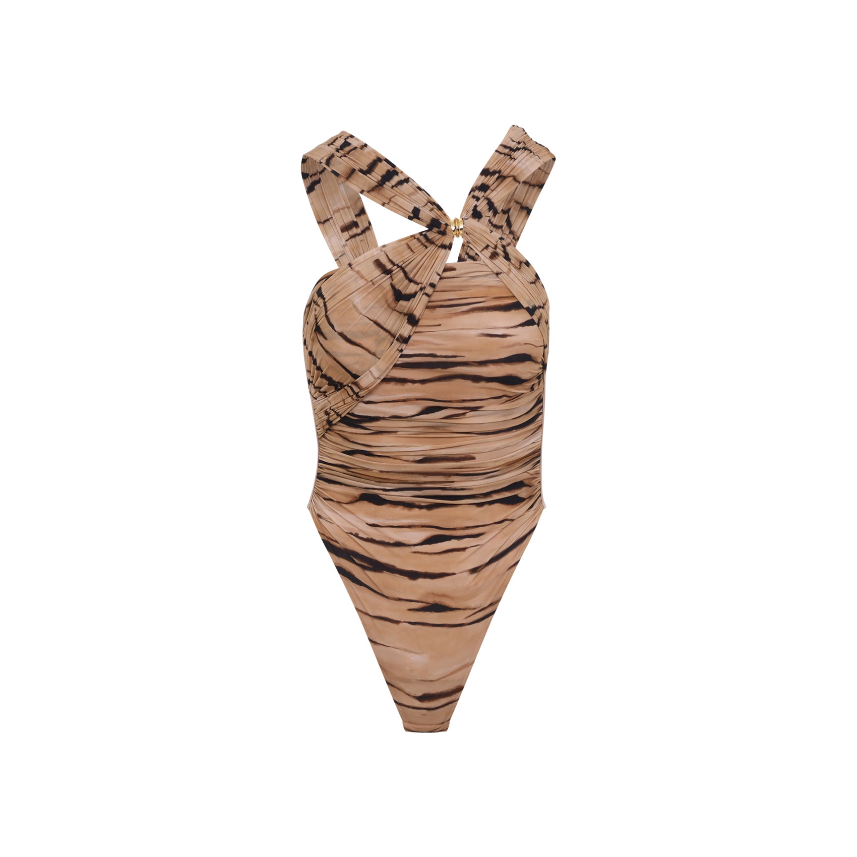 Tiger-Stripe Pattern Ruched Top