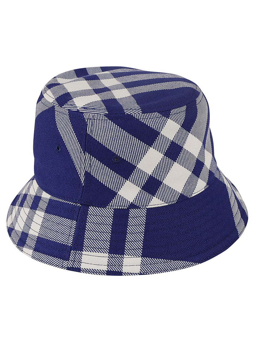 Wide-Brimmed Plaid Bucket Hat With Structured Design
