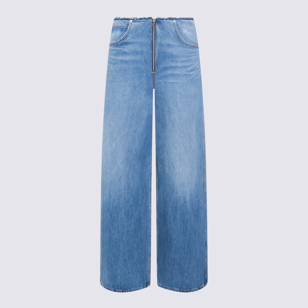 Jeansy bawełniane w stylu vintage, marmurkowe, w kolorze niebieskim