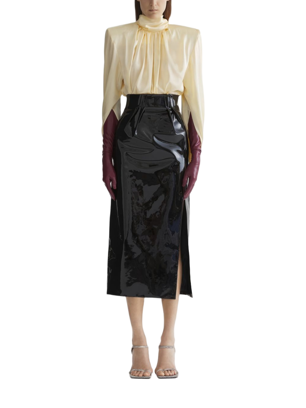 Draped High Neck Top with Concealed Fastening