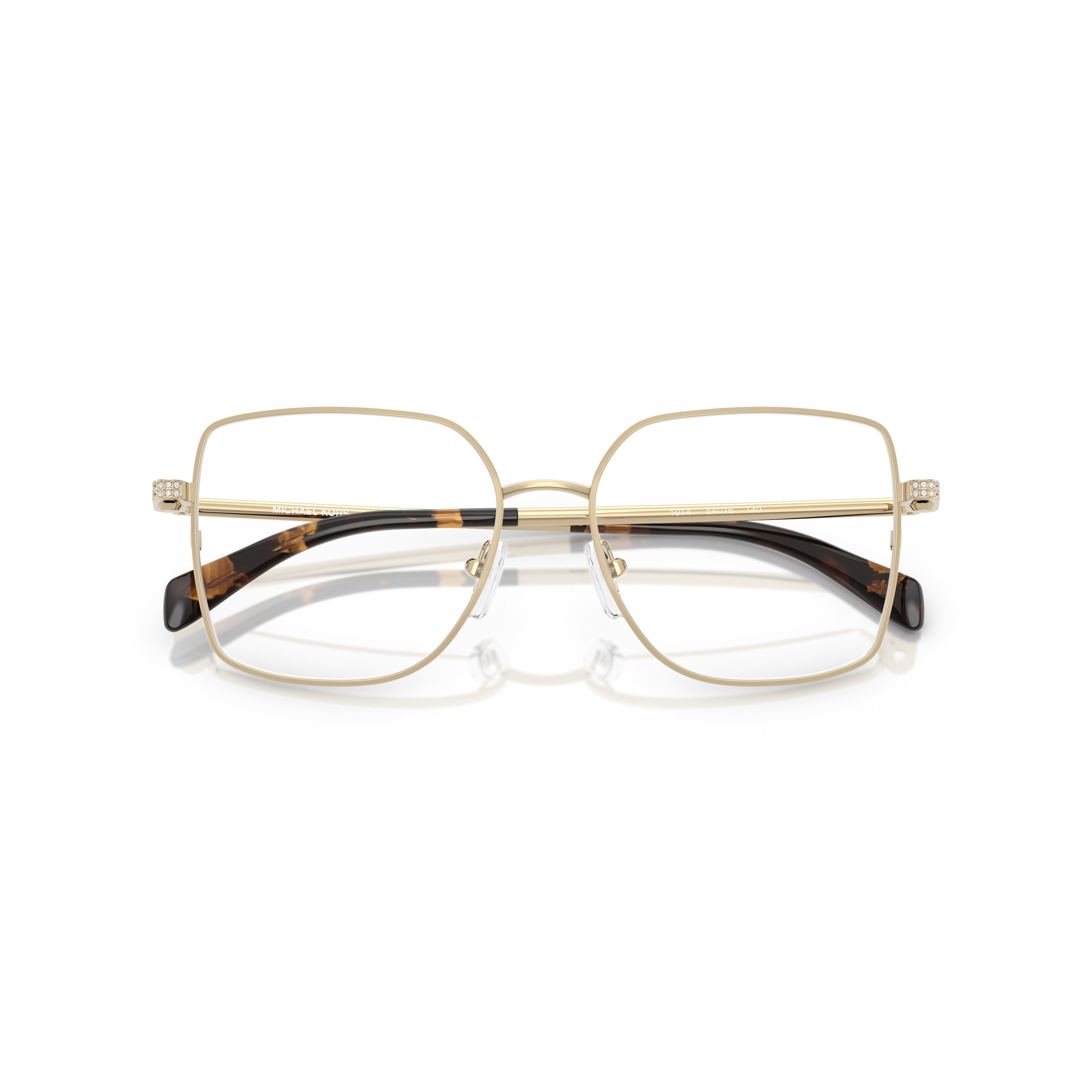 0mk3091b Square Metal Gold Finish Eyeglasses with Tortoiseshell Tips