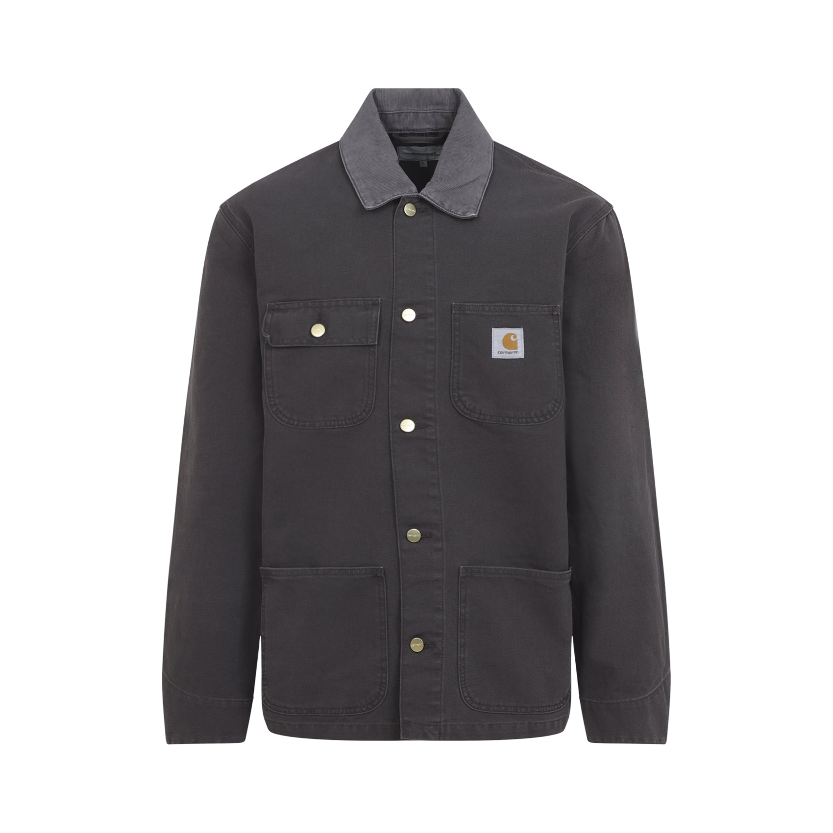 Button-Up Utilitarian Jacket with Metallic Snap Buttons