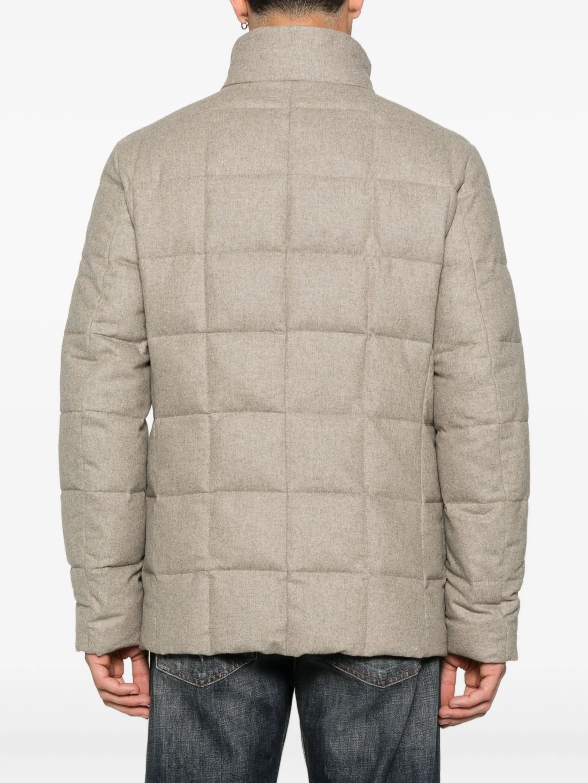 Double-Breasted Quilted Padded Grid Stitch Jacket