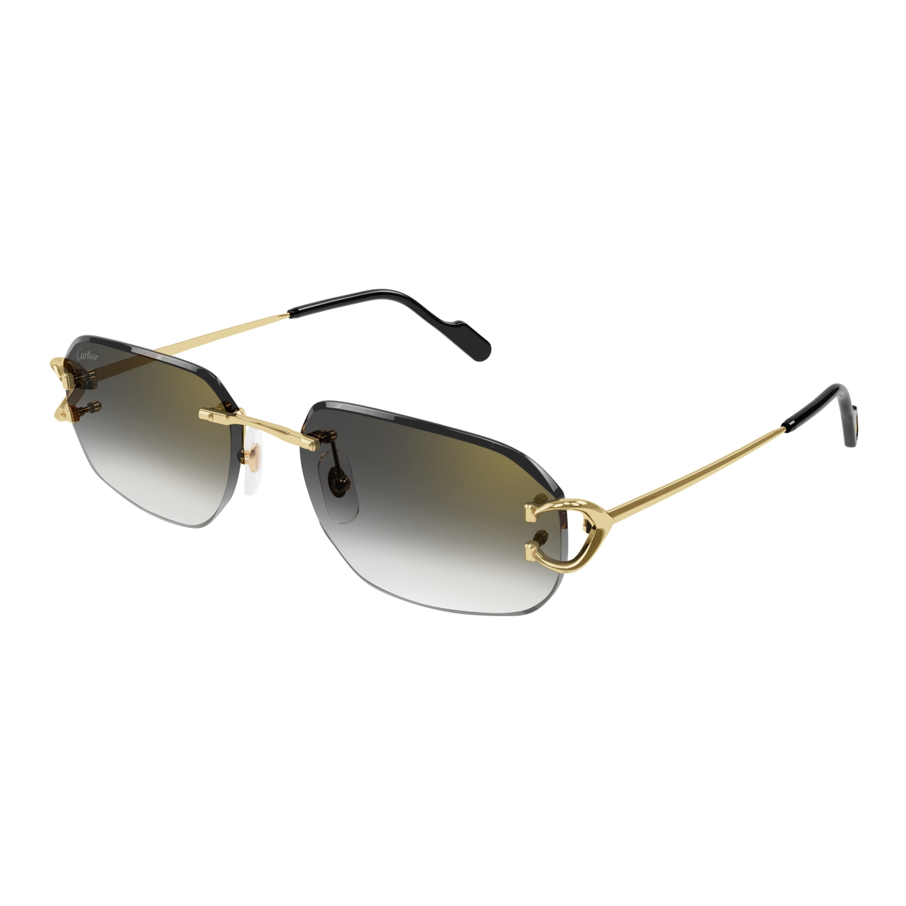 Rimless Gold Sunglasses With Rectangular Gradient Lenses
