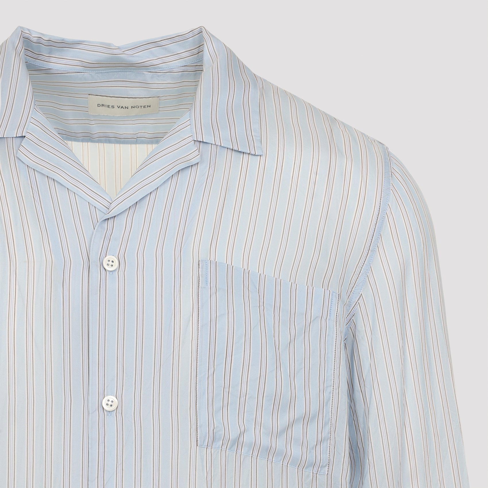 Relaxed-Fit Cupro Shirt with Vertical Stripe Pattern