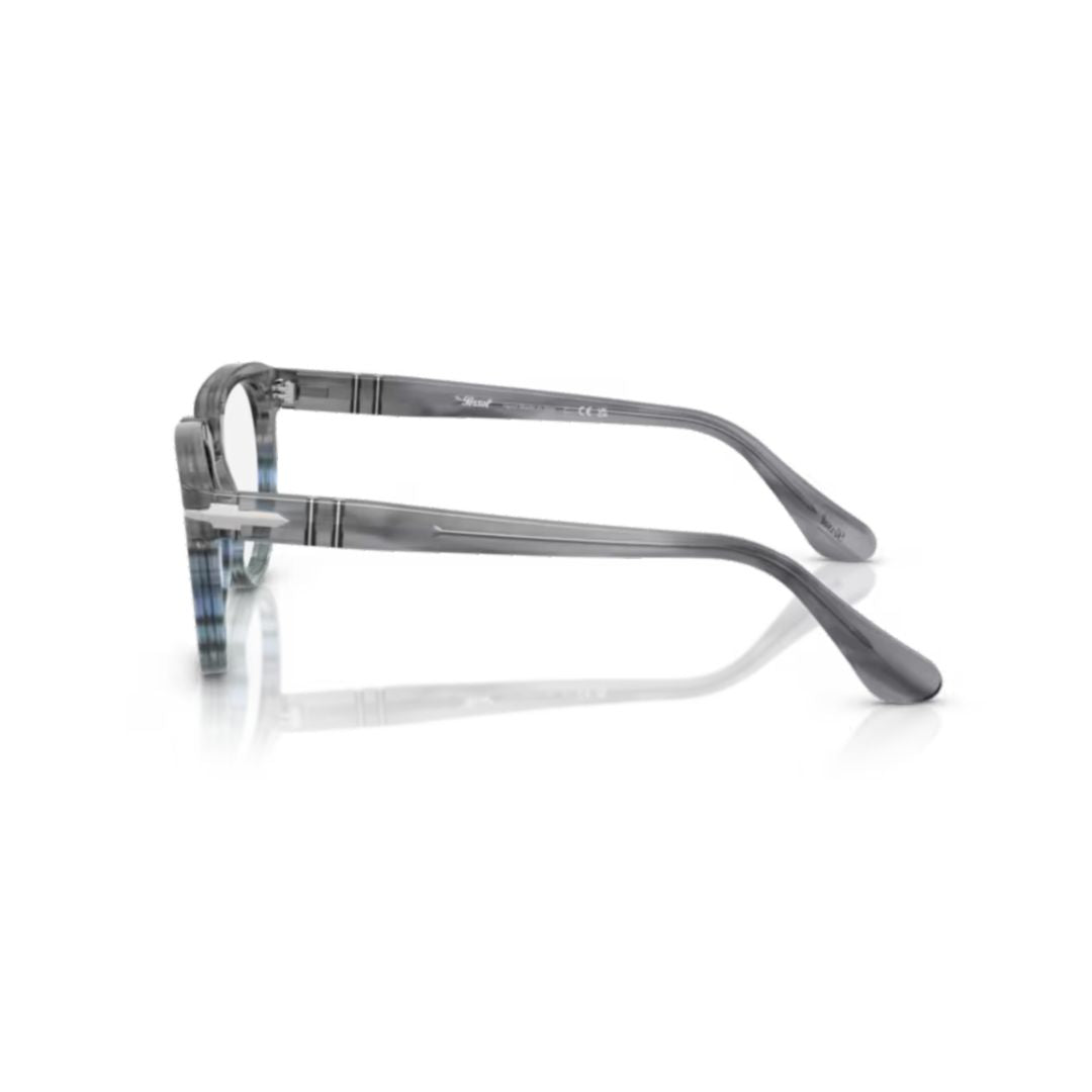 0po3377v Translucent Grey Acetate Eyeglasses with Blue Accents