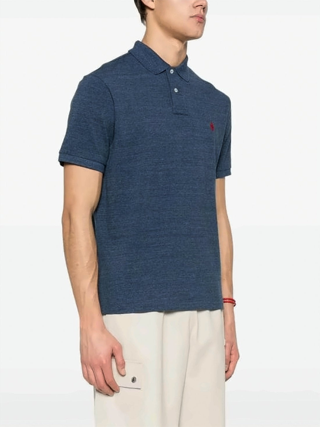 Classic Short-Sleeve Polo Shirt with Heathered Texture