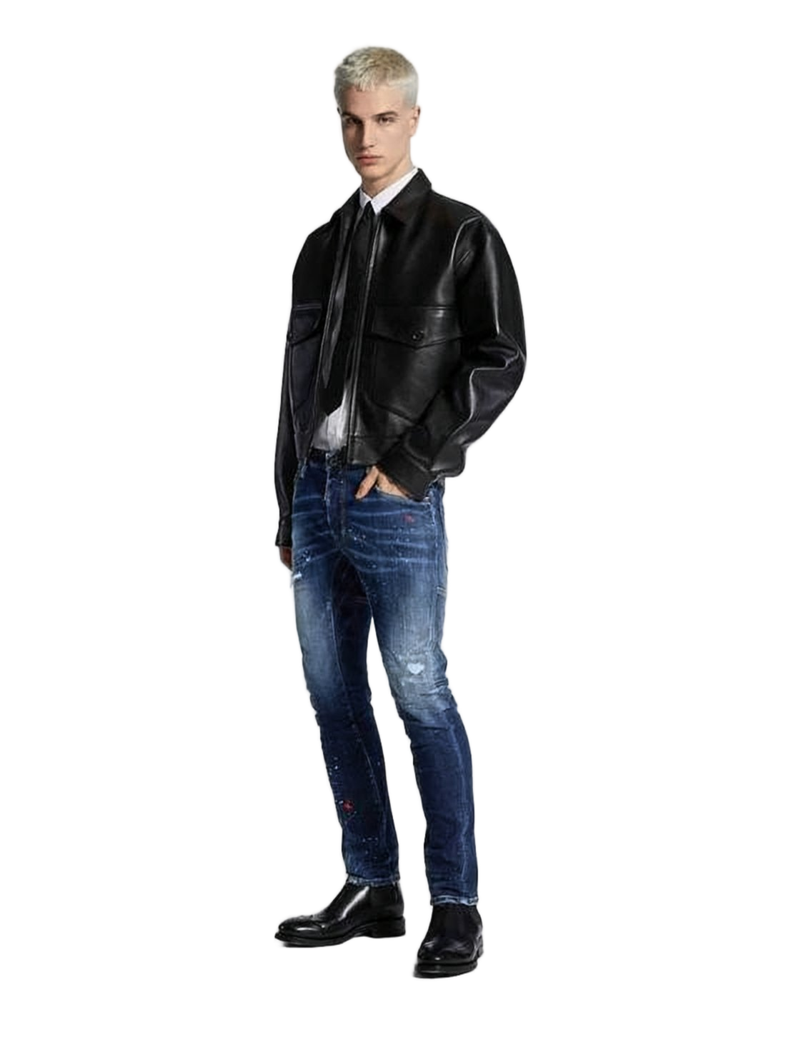 Distressed Slim-Fit Denim Pants