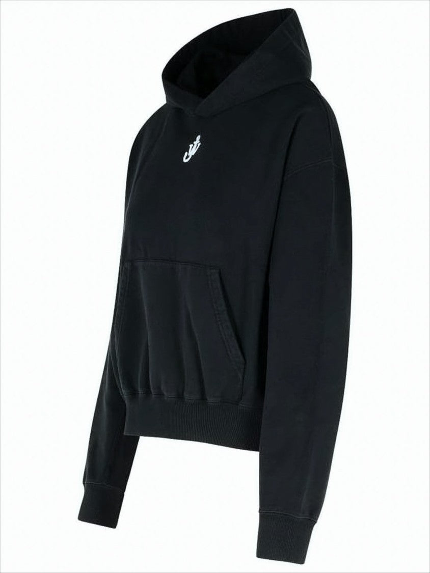 Cropped Hooded Sweatshirt in Soft Cotton Fabric