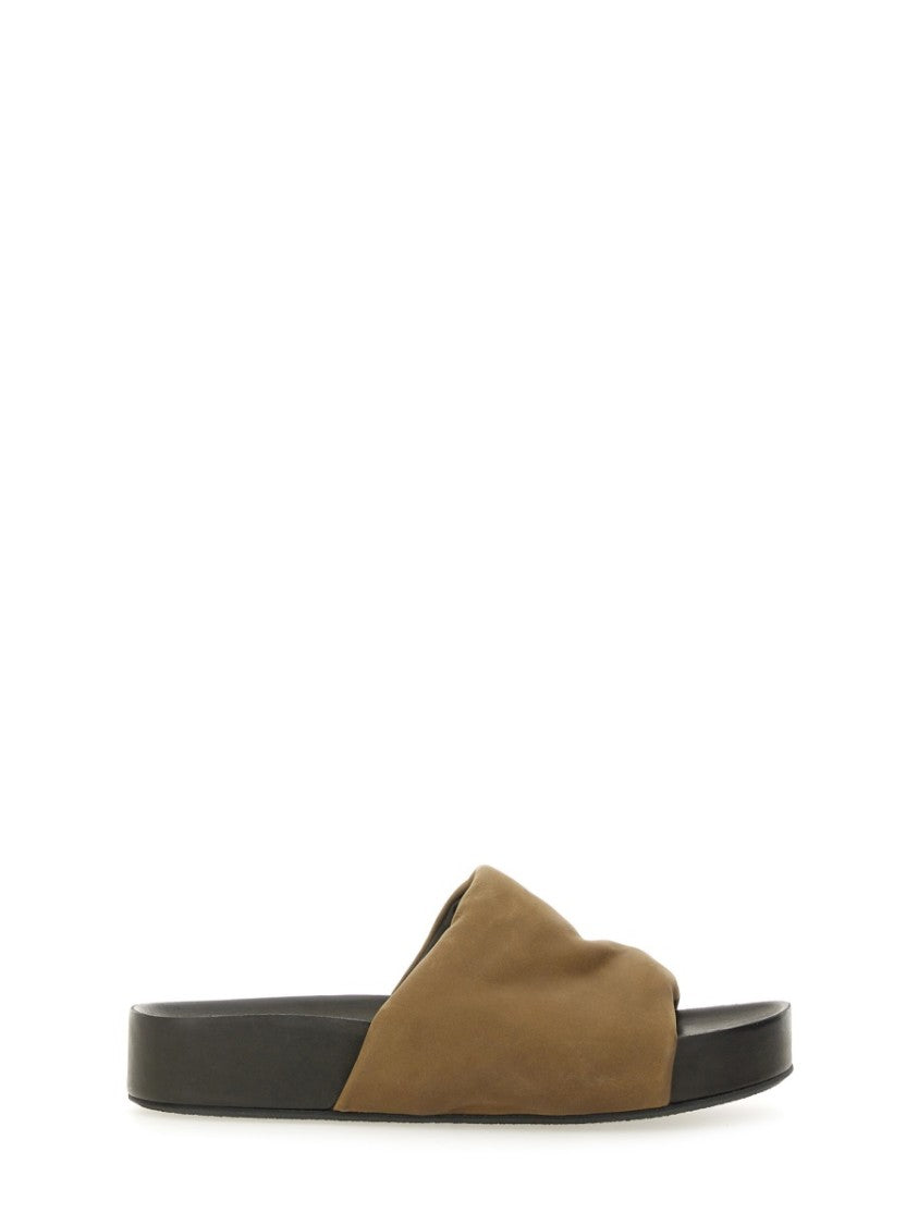 Brown Leather Sandals With Padded Strap