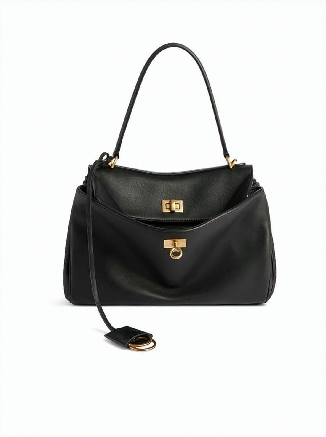 Rectangular Black Leather Shoulder Bag