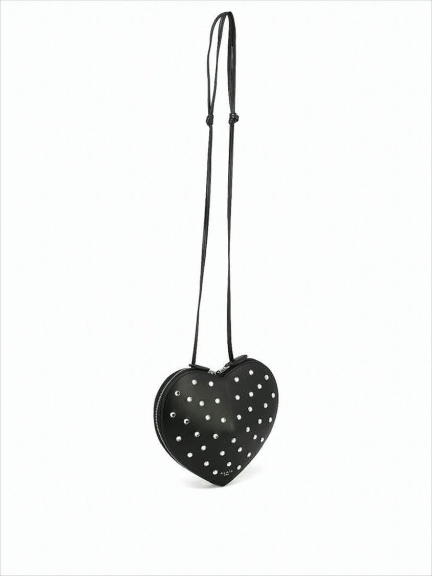 Heart-Shaped Shoulder Bag With Silver-Stud Details