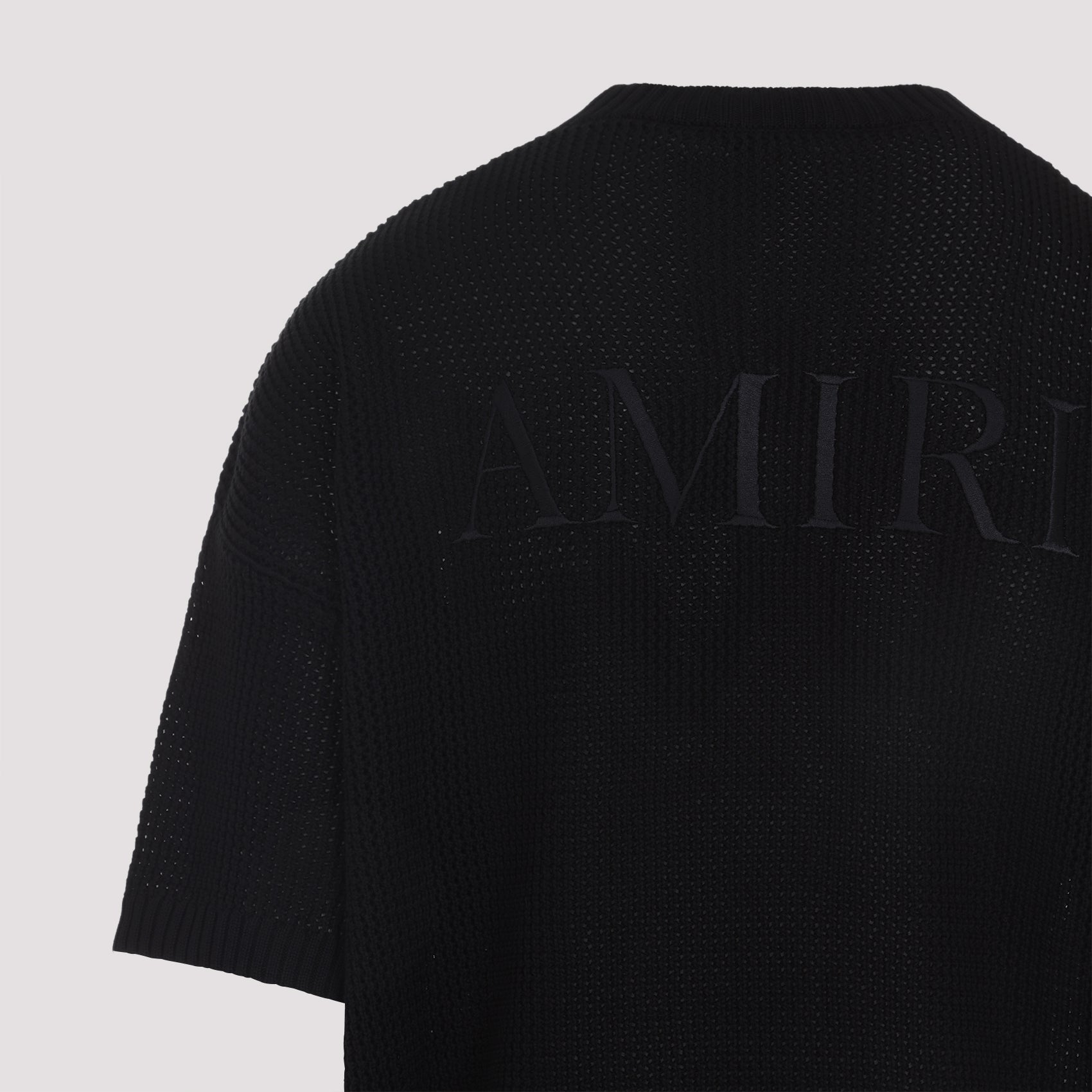 Relaxed Fit Black Cotton T-Shirt With Textured Detailing