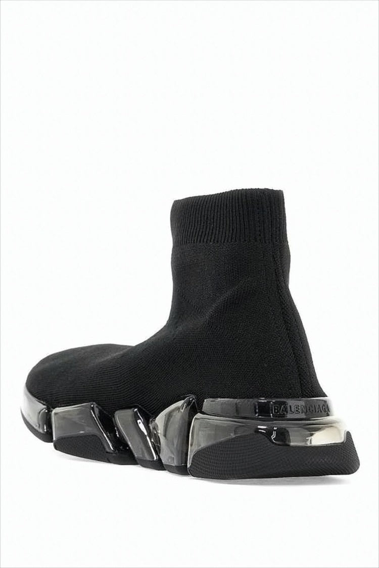 Sock-Style Black Sneakers with Sculptural Sole