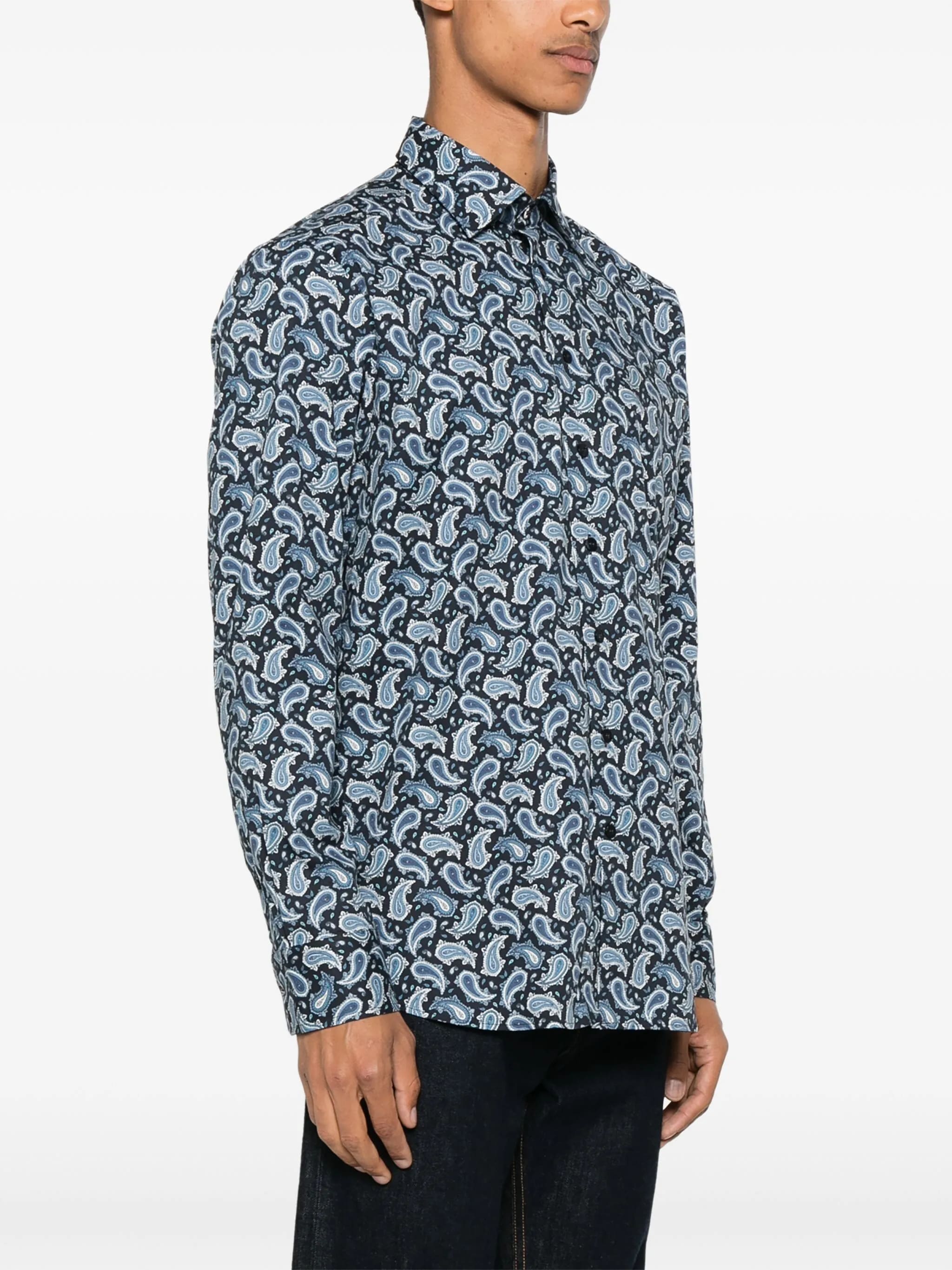 Roma Cobalt Blue Paisley Cotton Shirt