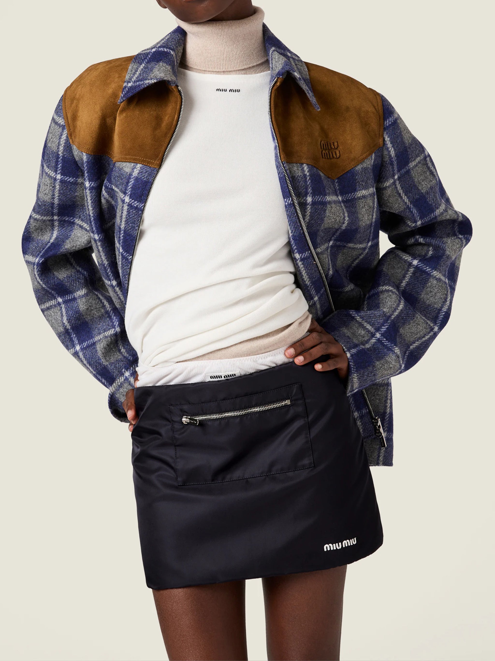 Black Sleek Short Skirt Logo Detail
