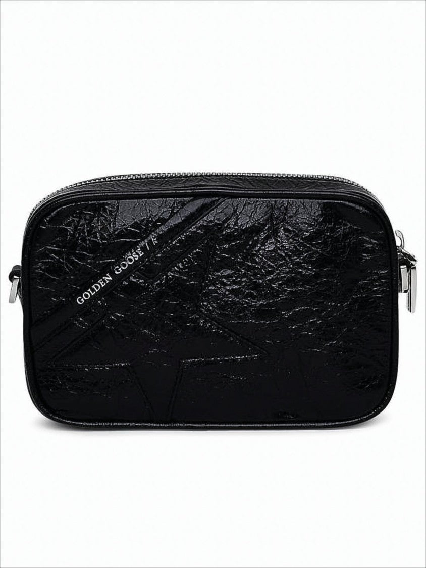 Glossy Black Lambskin Shoulder Bag