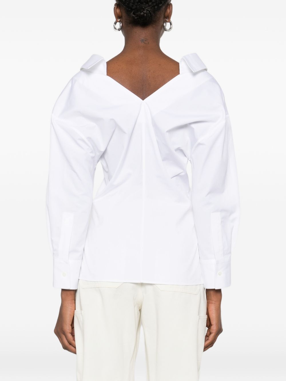 Structured White Silk and Nylon Top