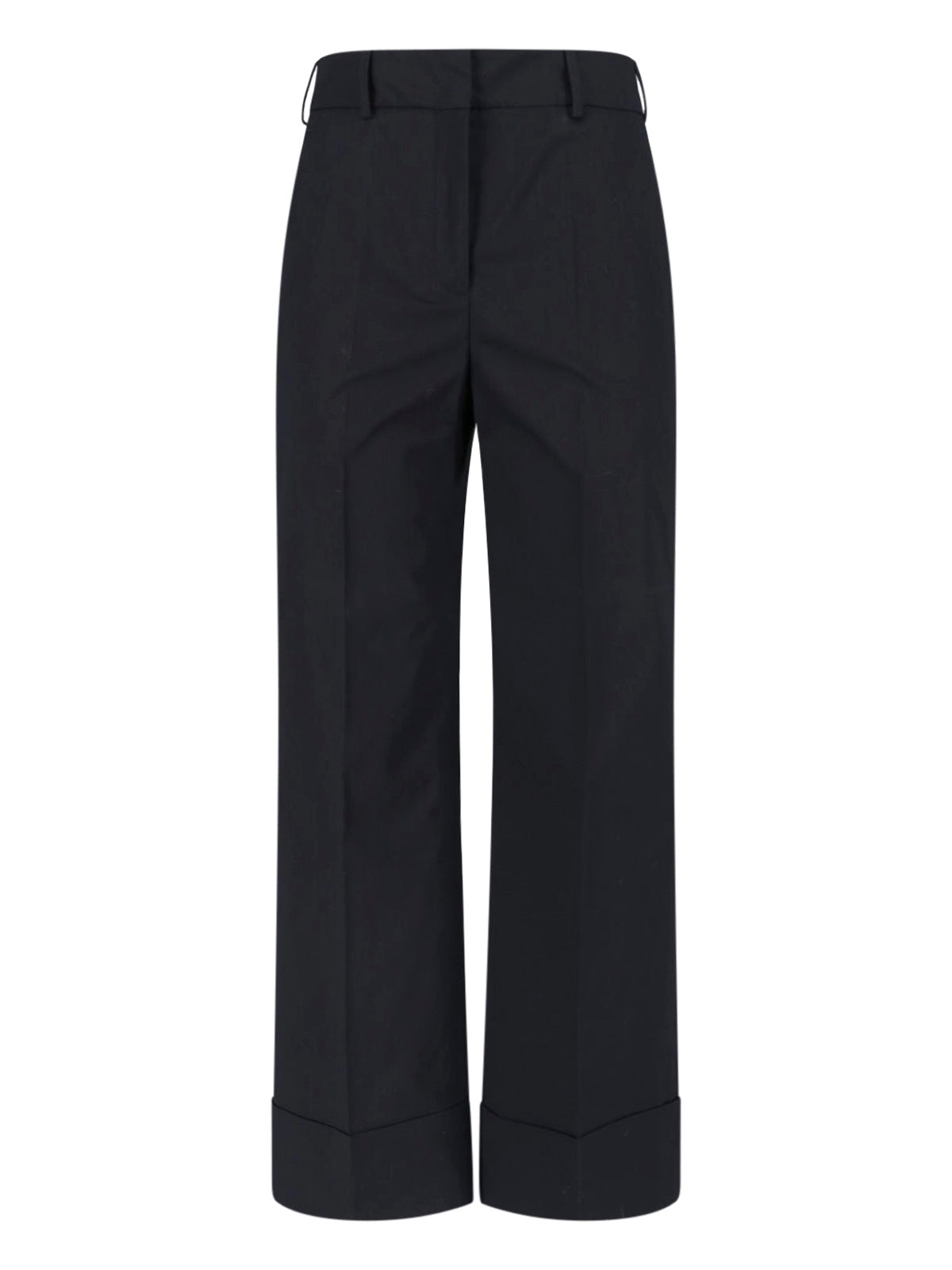 Black Tailored Straight-Leg Stretch Trousers