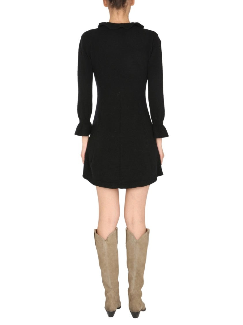 High-Neck Mini Dress With Ruffled Details