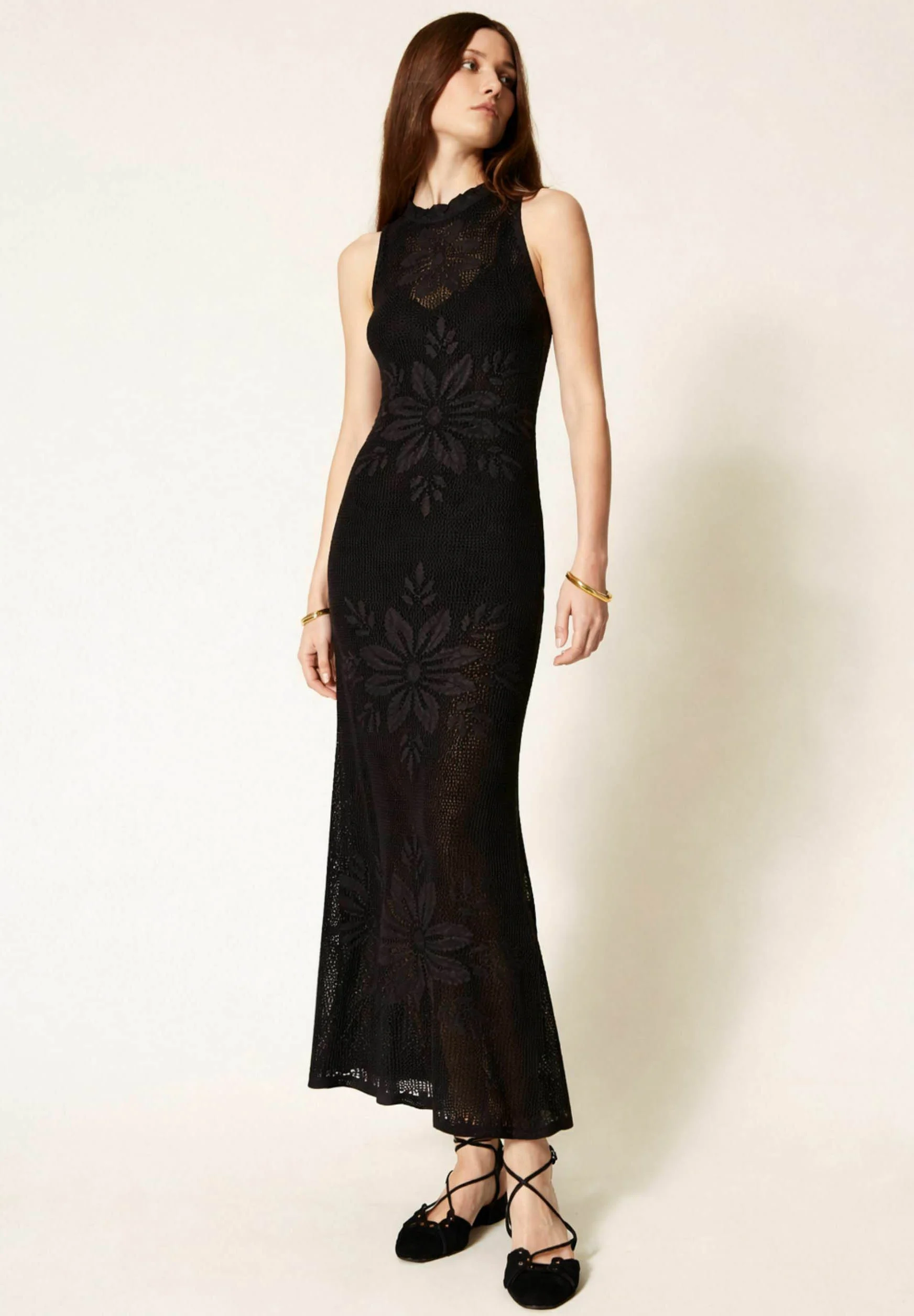 Maxi Dress with Floral Lace Patterns
