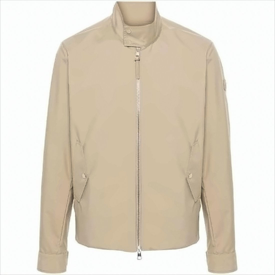 High-Collar Jacket with Leather Accents