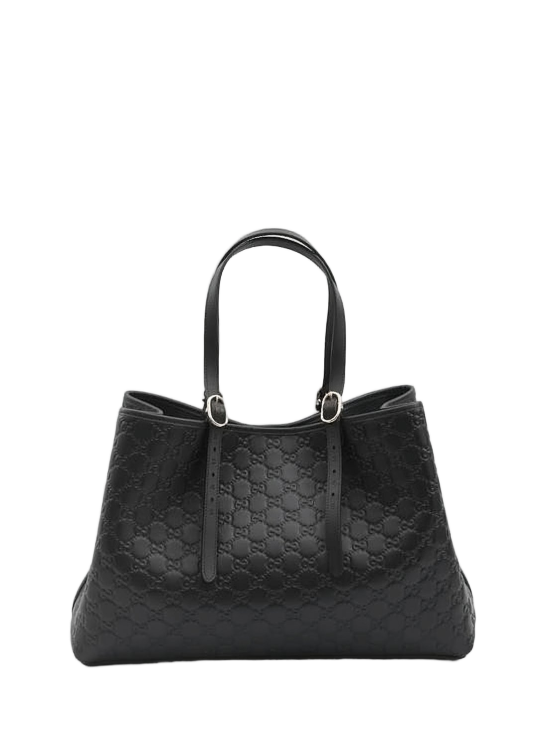 Embossed Leather Tote Bag with Adjustable Handles