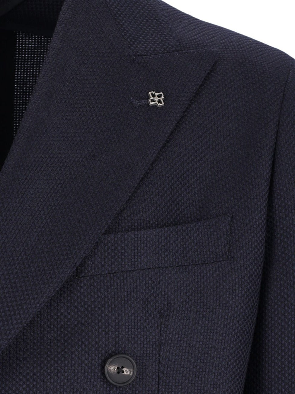 Double-Breasted Navy Wool Blazer With Notch Lapel