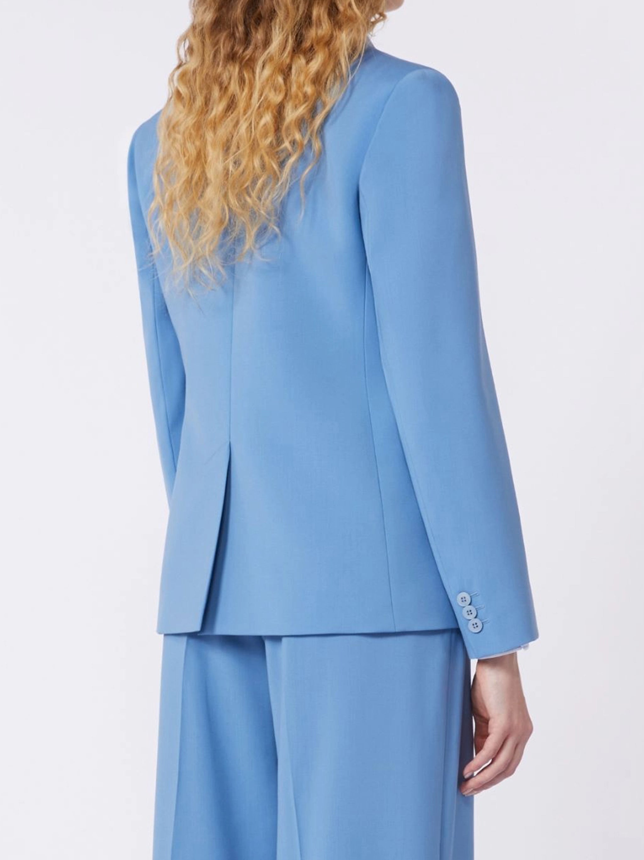 Blue Lamine Structured Tailored Fabric Blazer