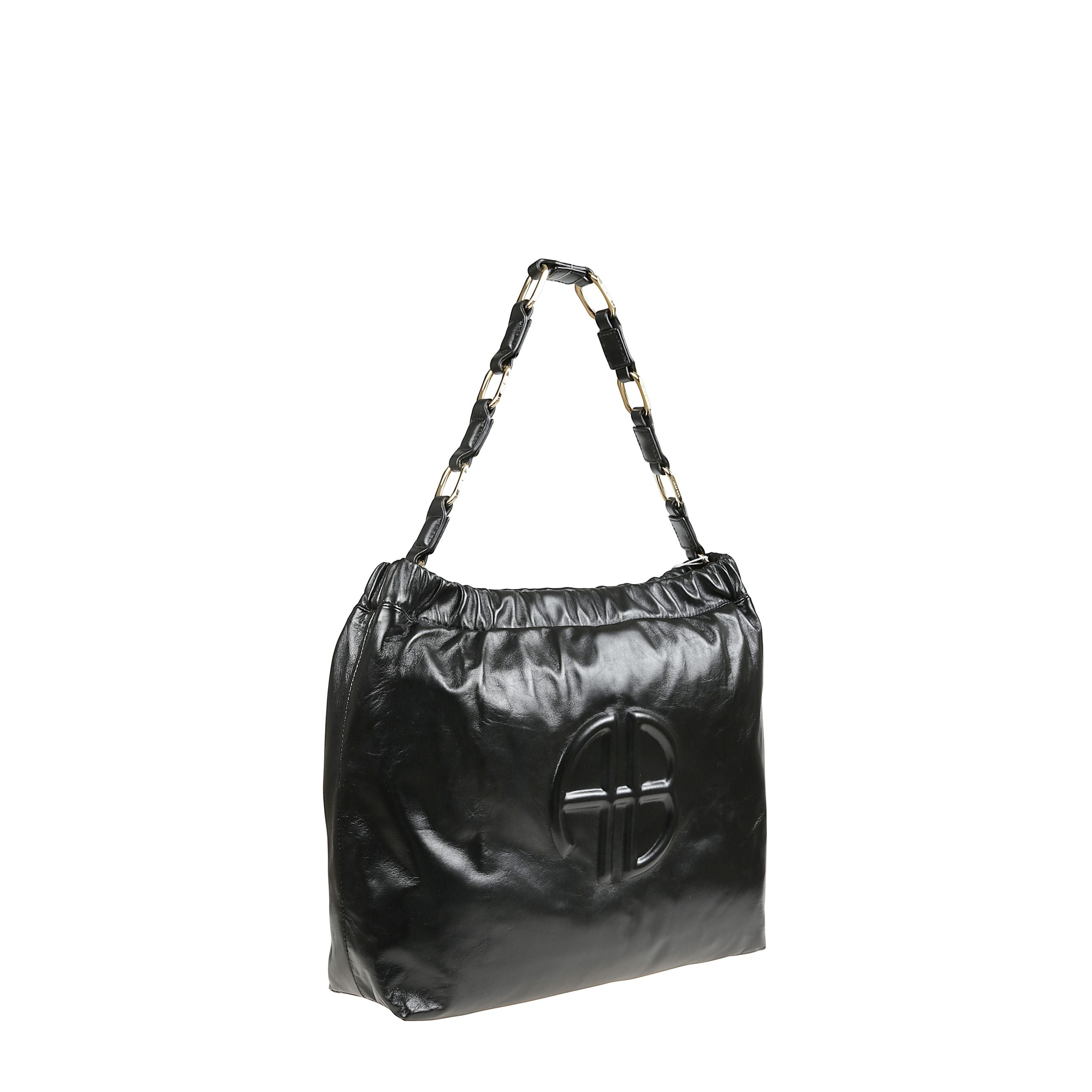 Lambskin Shoulder Bag with Interlaced Gold-tone Hardware