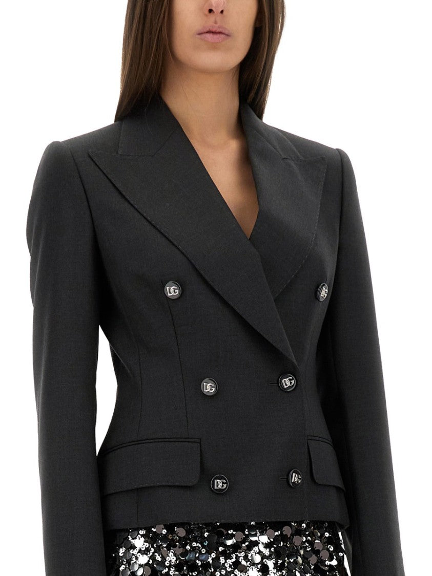 Double-Breasted Jacket With Dg Logo Buttons
