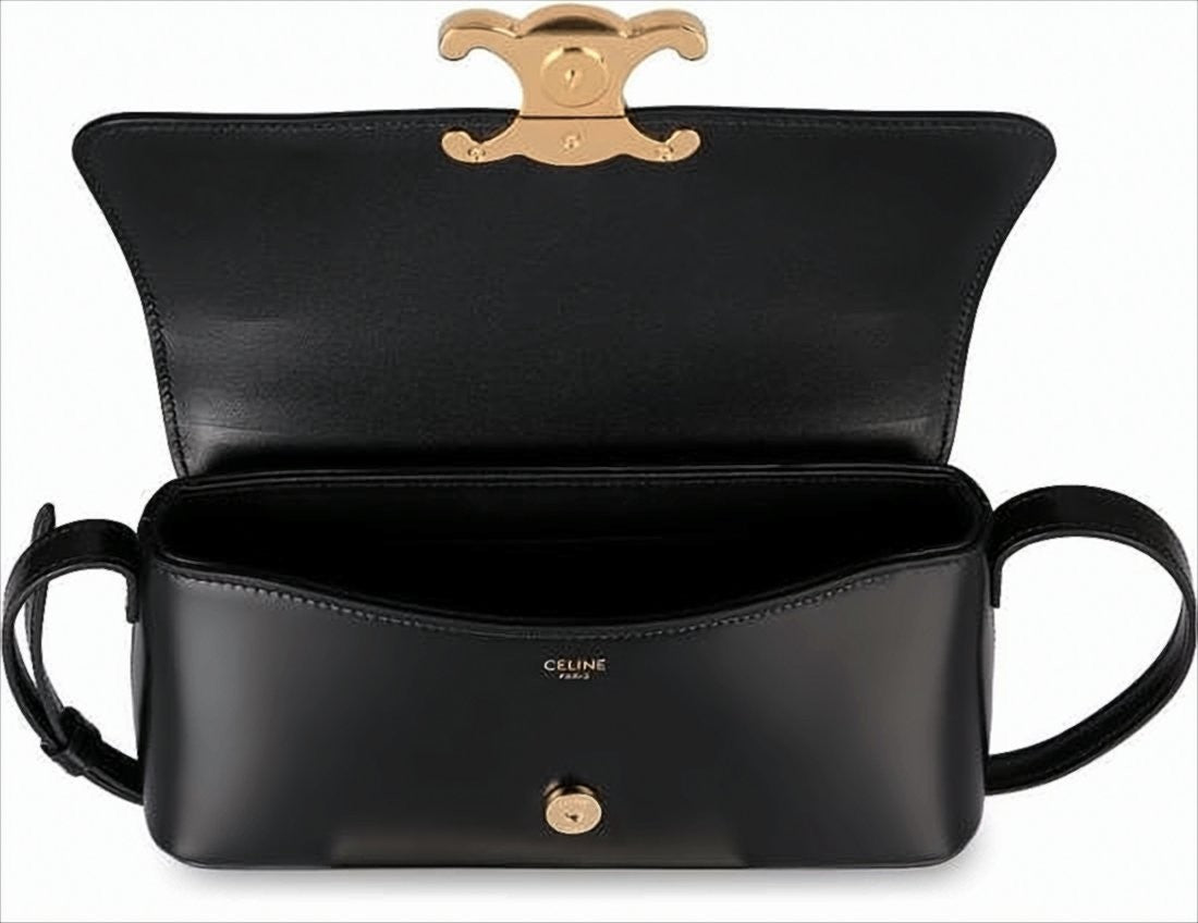 Structured Calf Leather Shoulder Bag With Gold-Tone Clasp