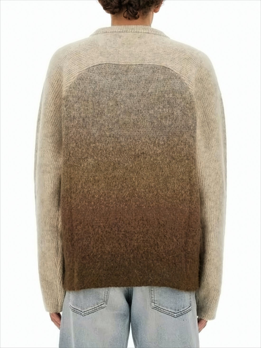 Gradient Knit Sweater with Soft Fuzzy Texture