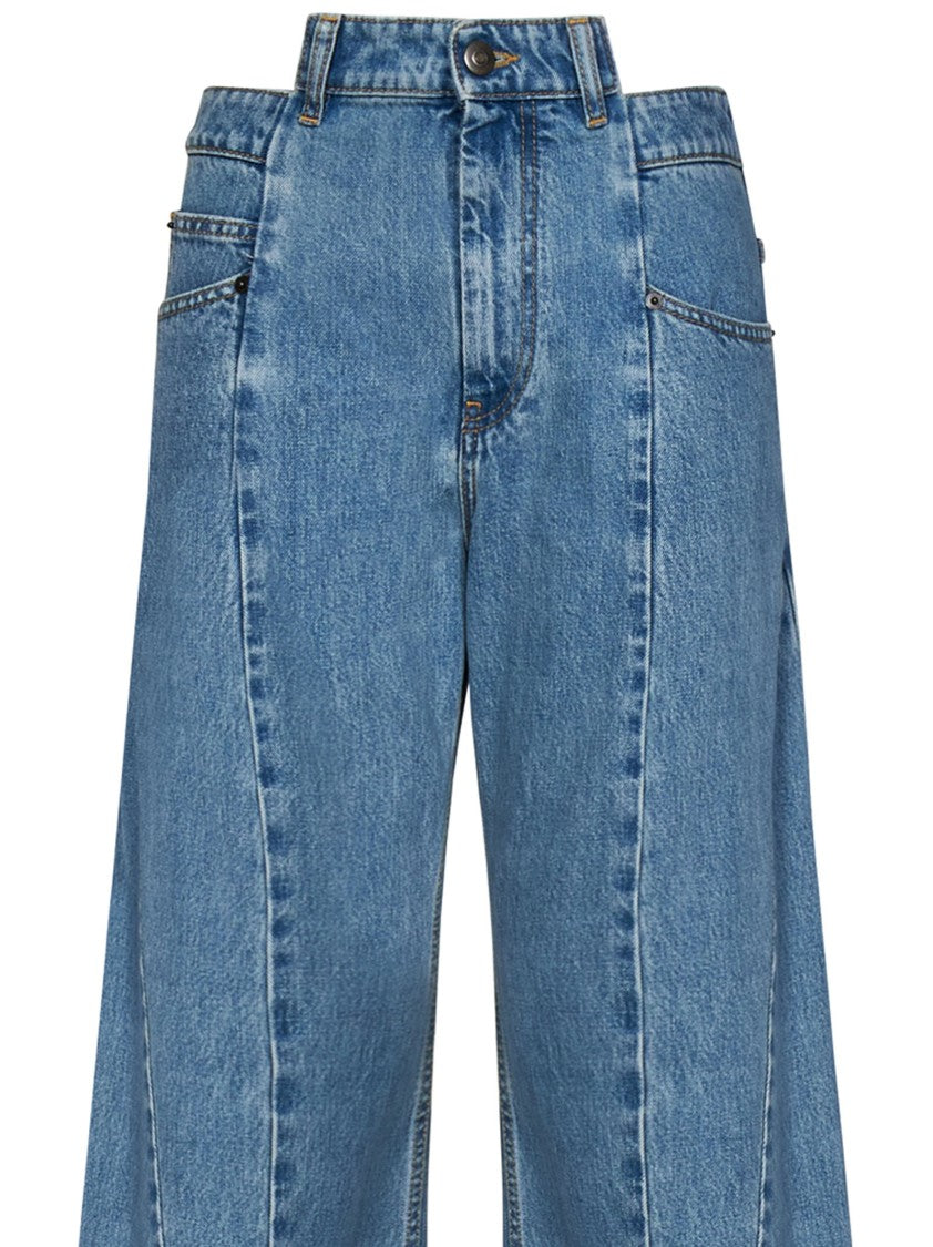 Stonewashed Blue Cotton Denim Jeans