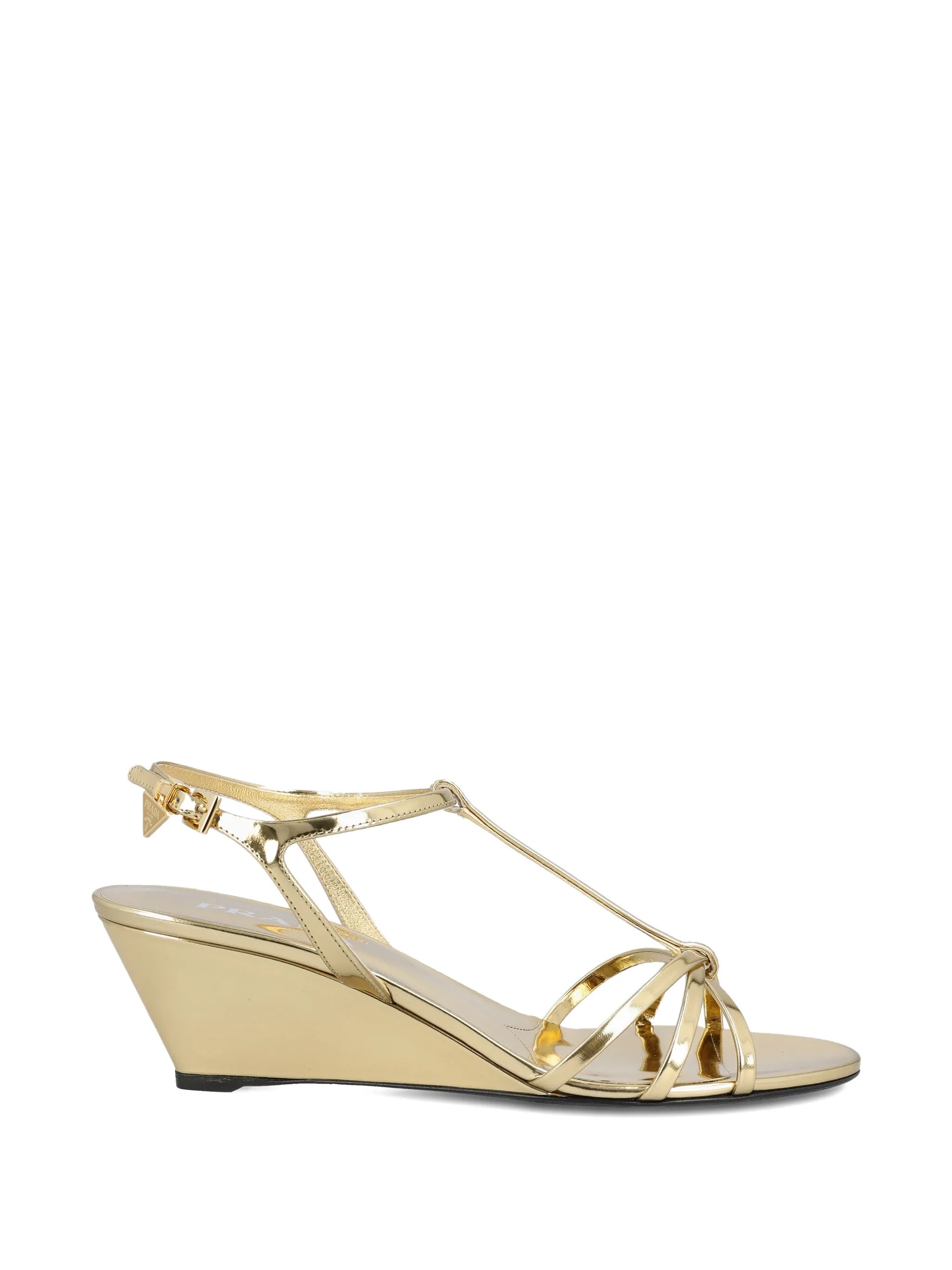 Metallic Gold Wedge Crisscross Sandals