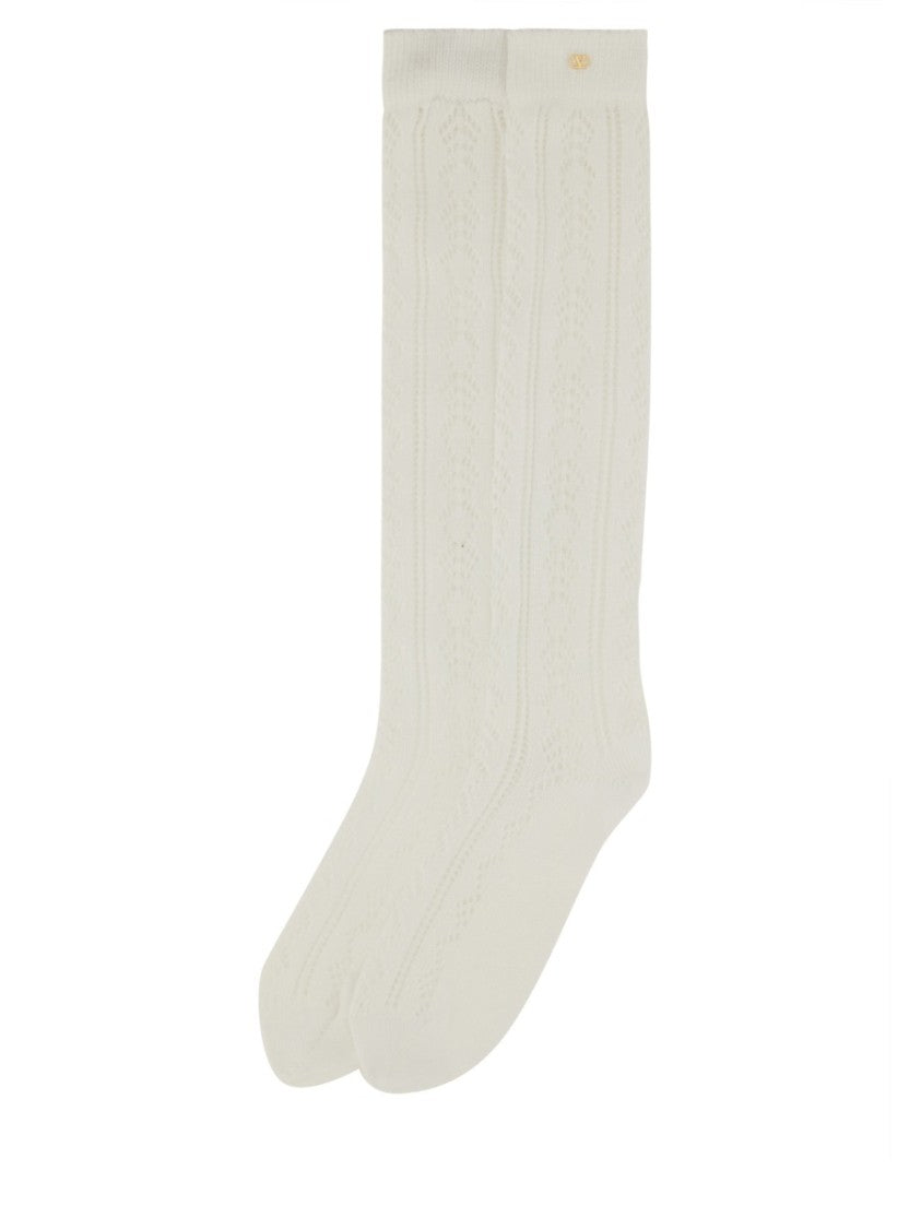 Perforated Cotton Socks With Vlogo